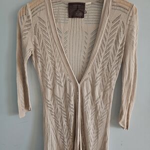 Guinevere By Anthropologie Elegant Beige Open Knit Cardigan Size S‎